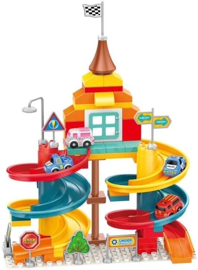 GOLD MANTIS Spiral Slide Track Toy Set – DIY Building Block Ramp Race Playset with Mini Cars, Colorful Construction Puzzle Toy for Kids, Educational & Interactive Gift for Boys & Girls - Image 1