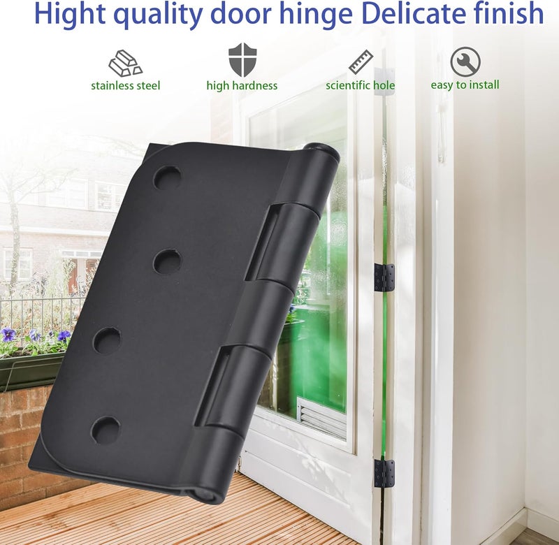SORGMACH Door Hinge 4 Inch Interior Door Hinges Oil Rubbed Bronze Black 4 Inch Interior Hinges Flat Iron Hinge 4"x 4" Door Hardware 5/8" Radius - 12 Pieces - Image 5