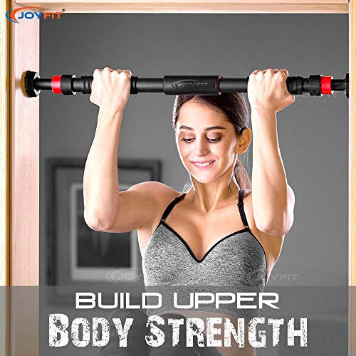 Joyfit Pull Up Bar- Exercise Bar with Gear Lock Function, Silicon Door Safety Cap, Long Foam Grips and Easy Installation for Chin Ups, Upper Body Fitness Home Workouts for Men and Women (Black) - Image 4