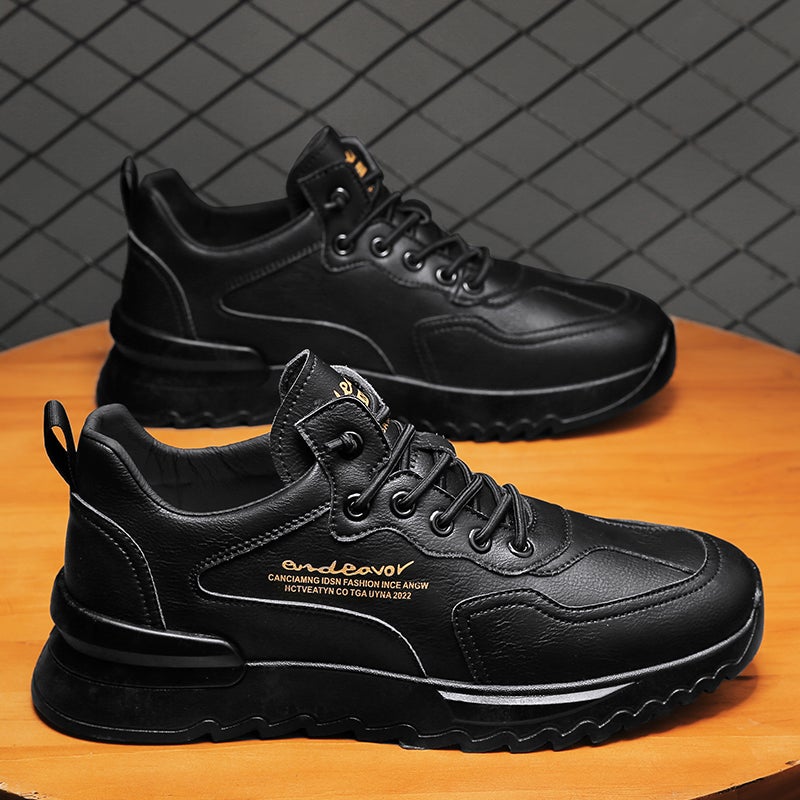 Chef Men'S Shoes Summer Kitchen Work Labor Protection Leather Shoes Black Casual Sports Men'S Trendy Shoes Spring - Image 1