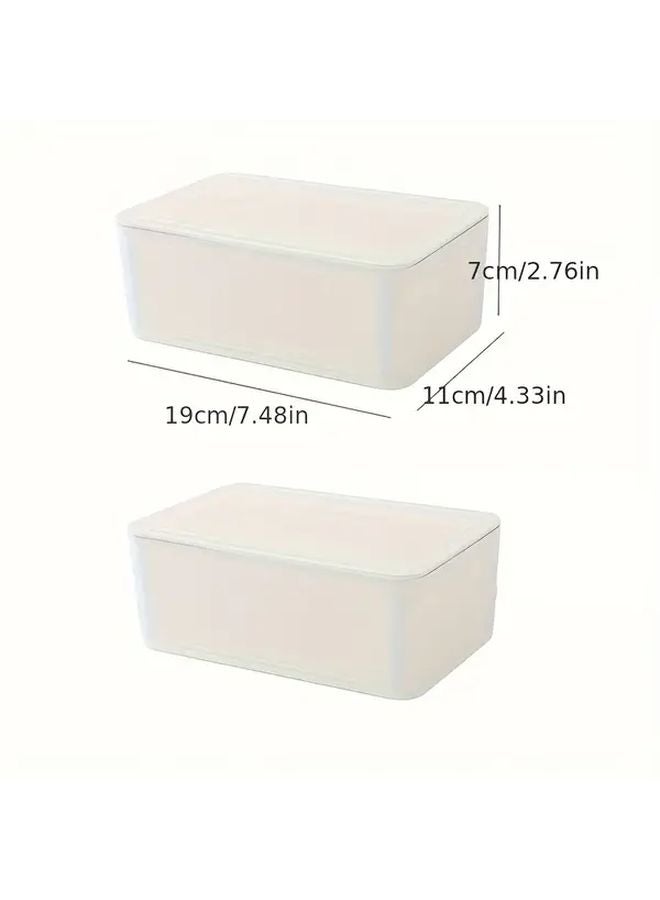 White Wet Wipe Storage Box 2pcs with Lid Plastic Sealed Tissue Holder for Living Room Desktop Bathroom - Image 1