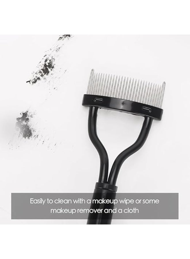 مكبس الرموش، مشط فصل الرموش، أداة إزالة الماسكارا مع غطاء (أسود) - Image 4