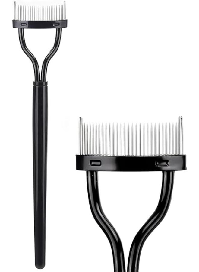 مكبس الرموش، مشط فصل الرموش، أداة إزالة الماسكارا مع غطاء (أسود) - Image 1