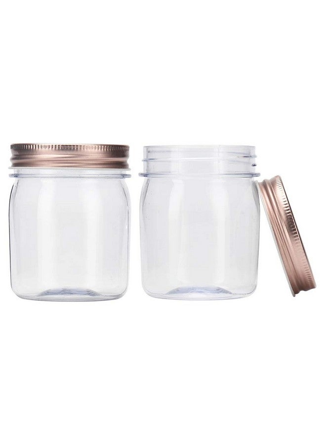 Novelinks 8 Ounce Clear Plastic Jars With Rose Gold Lids - Refillable Round Containers for Kitchen & Household Storage - BPA Free (32 Pack) - Image 3