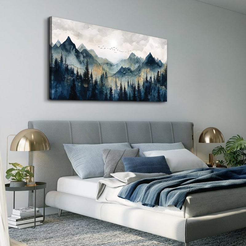 EMODA Mountain Landscape Painting Framed Canvas Wall Art (60x120 cm Framed) – Modern Oversized Décor for Home & Office - Image 5