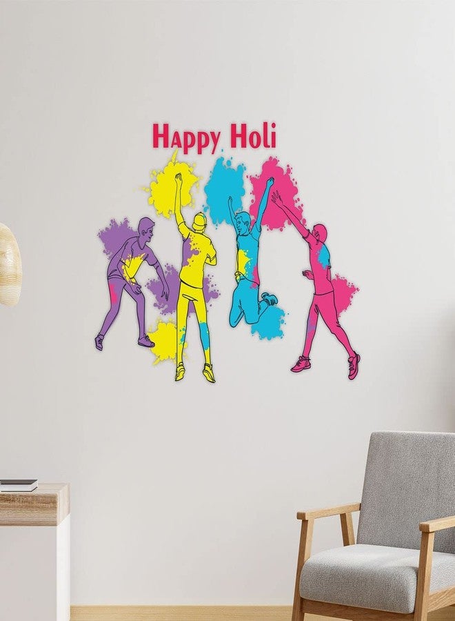 CVANU Happy Holi Festival of Colour/Holi Party Special Wall Sticker Self-Adhesive, Waterproof Vinyl Sticker Multicolour Size [60CM X 83CM]_C05 - Image 2