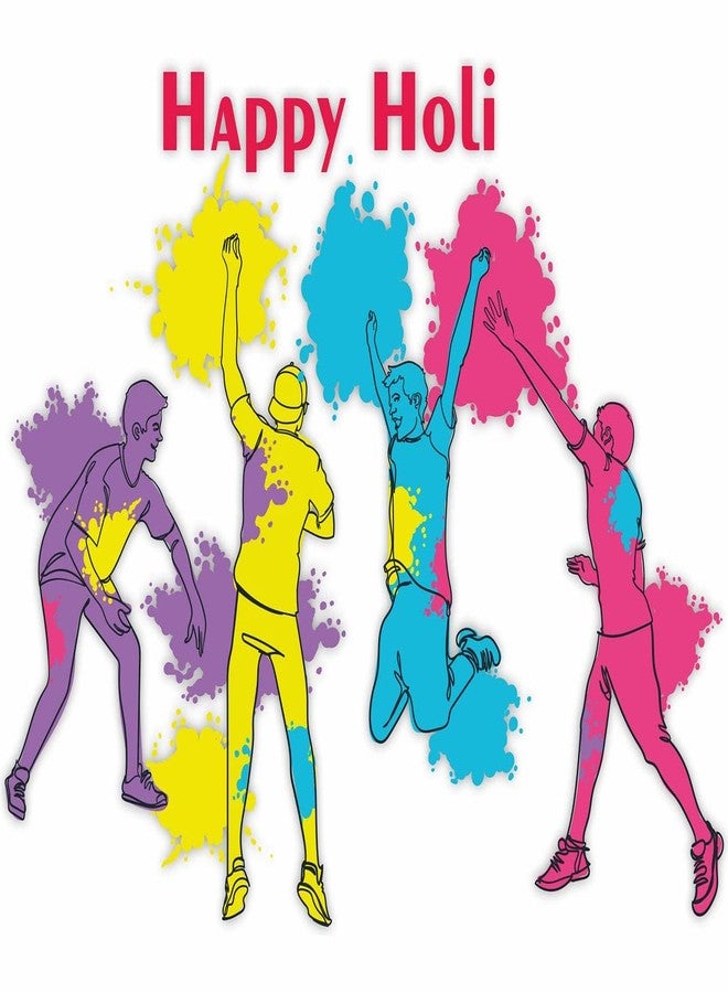 CVANU Happy Holi Festival of Colour/Holi Party Special Wall Sticker Self-Adhesive, Waterproof Vinyl Sticker Multicolour Size [60CM X 83CM]_C05 - Image 1