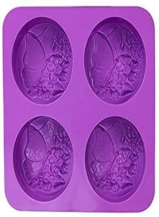MATIN IMPEX Matin Silicone 4 Cavity Oval Butterfly Handmade Soap and Baking Mould (SSm084) - Image 2