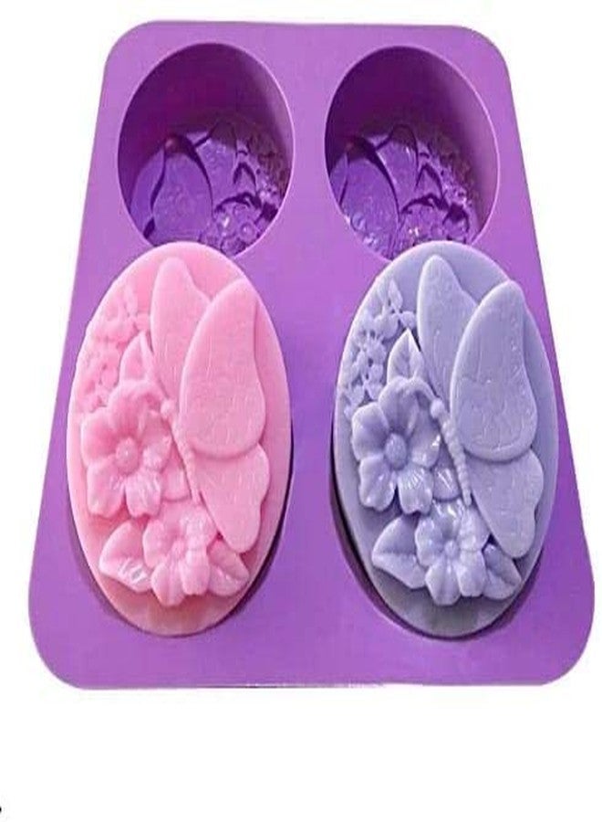 MATIN IMPEX Matin Silicone 4 Cavity Oval Butterfly Handmade Soap and Baking Mould (SSm084) - Image 1