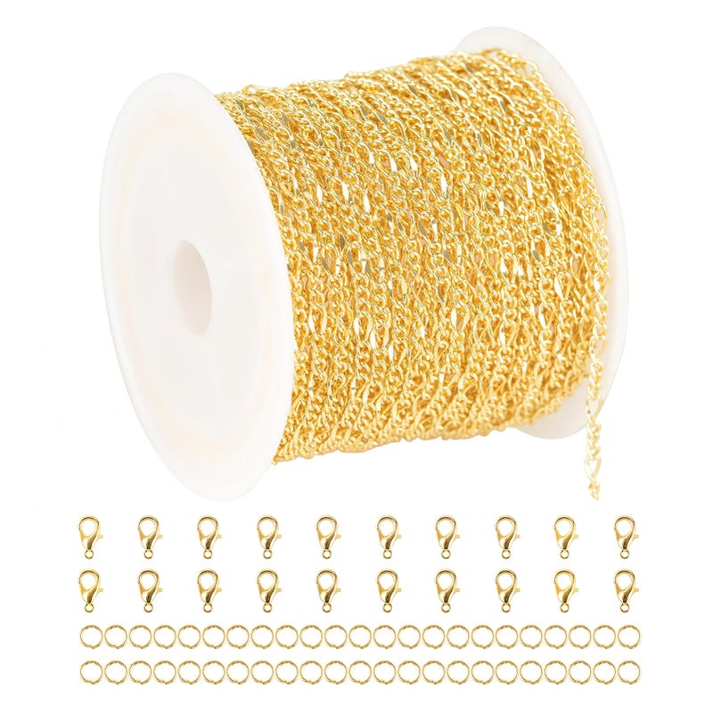 YOUBEIYEE 328 Feet 18K Gold Plated Chain for Jewelry Making Twist Chain Link for Women Necklace Bracelet DIY Jewelry Chains Bulk with Jump Rings and Lobster Clasps - Image 2