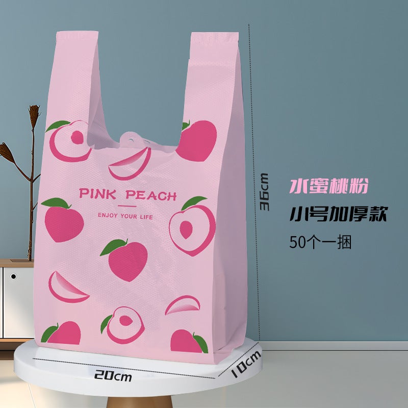 Thickened Vest-Style Pet Waste Bags with Handles Peach powder