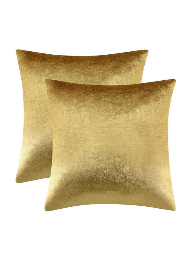 GIGIZAZA أغطية وسائد زخرفية GIGIZAZA 16x16، مجموعة من 2 أغطية وسائد مربعة ذهبية، وسائد بوهو من المخمل للكنبة - Image 2