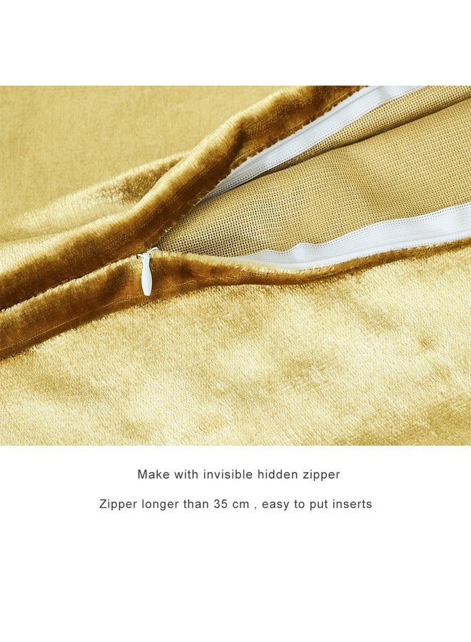 GIGIZAZA أغطية وسائد زخرفية GIGIZAZA 16x16، مجموعة من 2 أغطية وسائد مربعة ذهبية، وسائد بوهو من المخمل للكنبة - Image 4