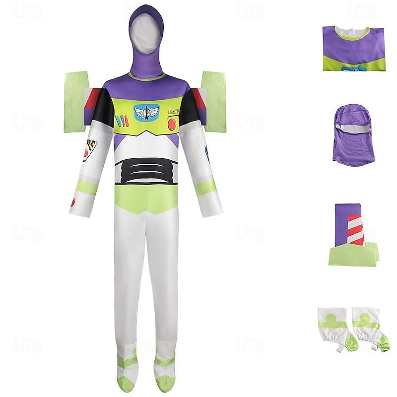 Y&D Toy Movie Green Space Ranger Outfits Jumpsuit Onesie Costume Movie Cosplay for Boys' Kid's Adults' Halloween Carnival Performance Comic Con Anime Expo - Image 3