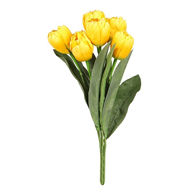 Generic WoFLoo Artificial Tulip Flowers for Vase Home Decoration Living Room Bedroom Corner Table Top Wedding Party Decorative Items (Pot Not Included) (YELLOW)  - Image 5