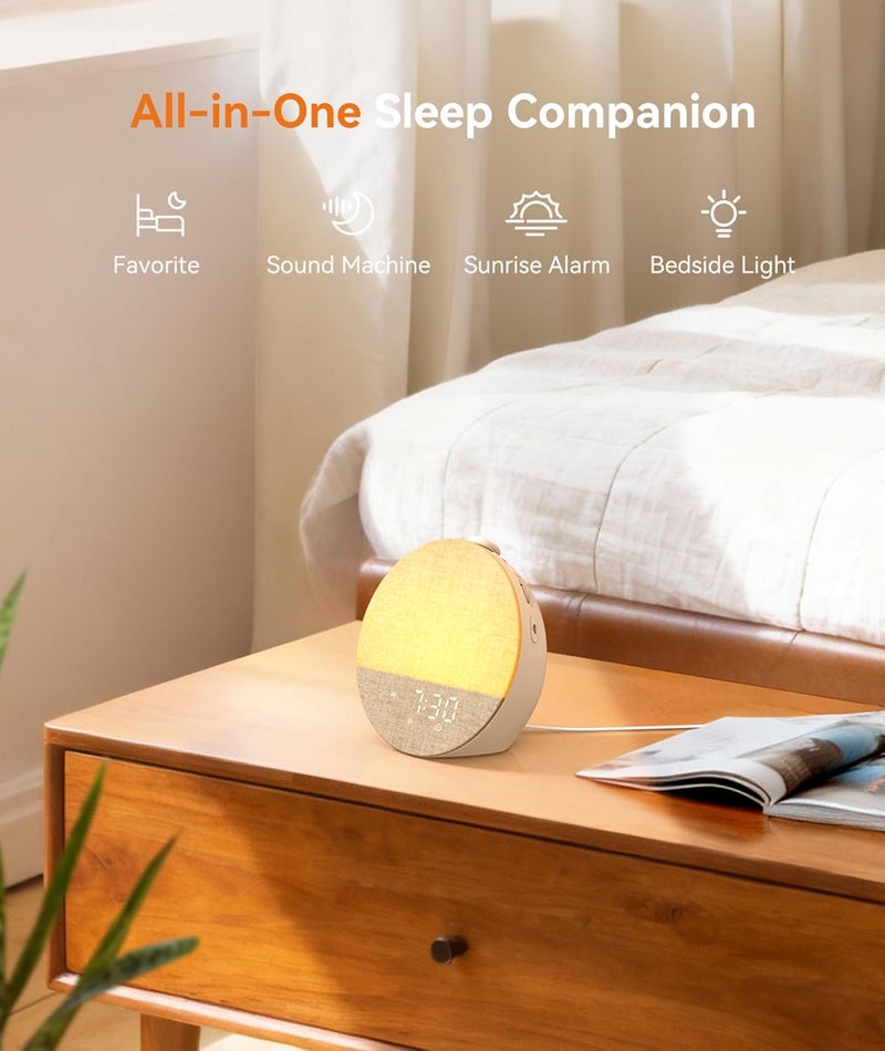 Dreamegg Sunrise 1 Pro - Sunrise Alarm Clock, White Noise Machine with 29 Sounds, Wake Up Light Alarm Clock with 6 Tones, 10 Night Light Colours, Favourites Mode, for Adults’ Sleep Routine - Image 2