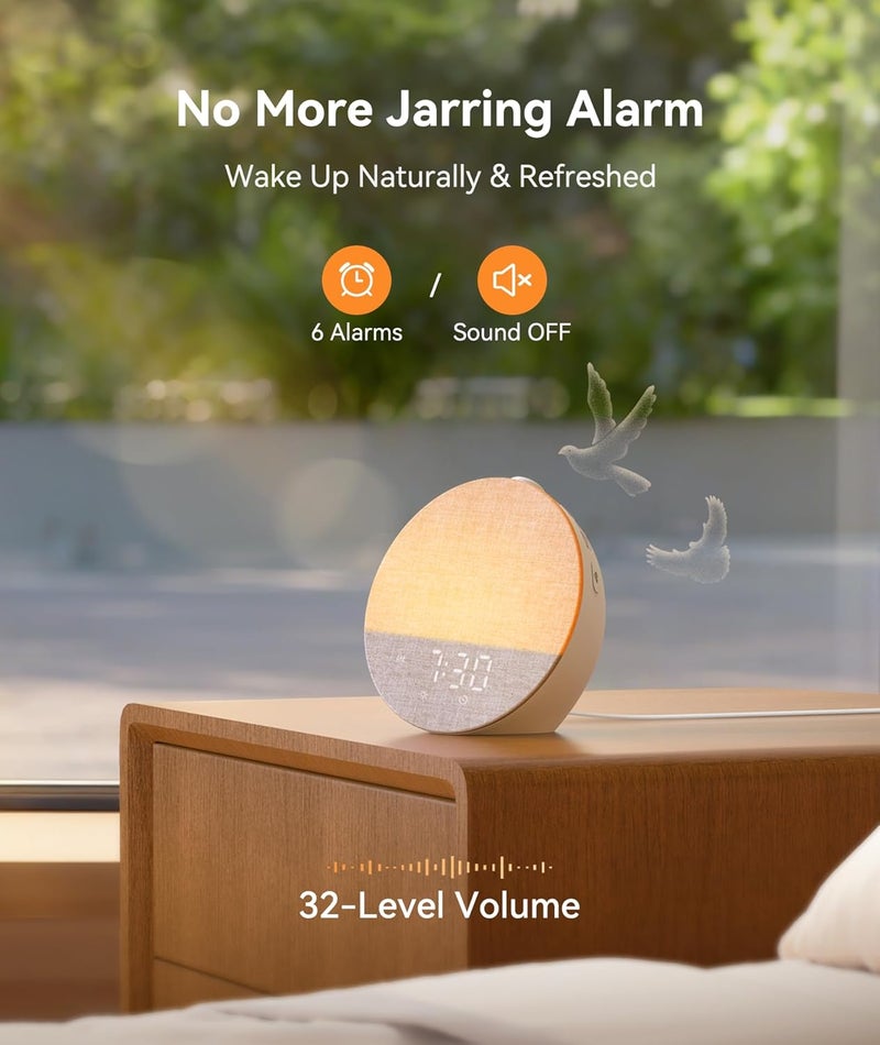 Dreamegg Sunrise 1 Pro - Sunrise Alarm Clock, White Noise Machine with 29 Sounds, Wake Up Light Alarm Clock with 6 Tones, 10 Night Light Colours, Favourites Mode, for Adults’ Sleep Routine - Image 4