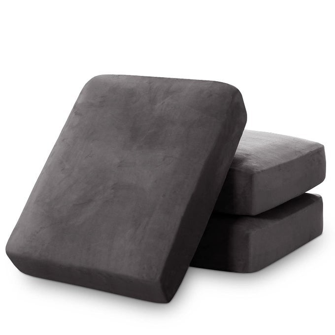 STRETCH SOFA CUSHION COVERS FOR COUCHES AND SOFASSOFT VELVET COUCH SEAT COVERS SOFA COVERS WASHABLE SEAT CUSHION COVER FOR 3 COUCH SOFA PET FRIENDLY GREY EACH WIDTH UP TO 295