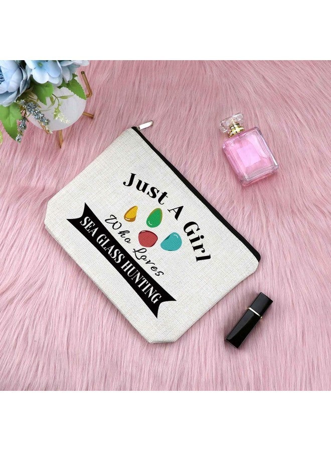 Sfodiary Sea Glass Gift For Women Makeup Bag Beach Glass Gift Beachcomber Gift Cosmetic Bag Beach Sea Glass Collector Gift Beachcombing Life Gift Birthday Graduation Retirement Gift For Her Zipper Travel Bag - Image 3