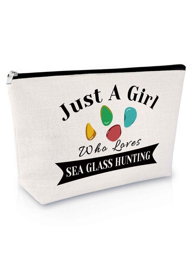 Sfodiary Sea Glass Gift For Women Makeup Bag Beach Glass Gift Beachcomber Gift Cosmetic Bag Beach Sea Glass Collector Gift Beachcombing Life Gift Birthday Graduation Retirement Gift For Her Zipper Travel Bag - Image 1