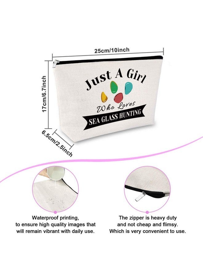 Sfodiary Sea Glass Gift For Women Makeup Bag Beach Glass Gift Beachcomber Gift Cosmetic Bag Beach Sea Glass Collector Gift Beachcombing Life Gift Birthday Graduation Retirement Gift For Her Zipper Travel Bag - Image 2