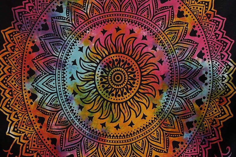 Doraya Cotton Psychedelic Dream Catcher Tie Dye Mandala Tapestry Hippie Hippy Celestial Wall Hanging Indian Bohemian Tapestries Multicolour Poster 30x40 - Image 2
