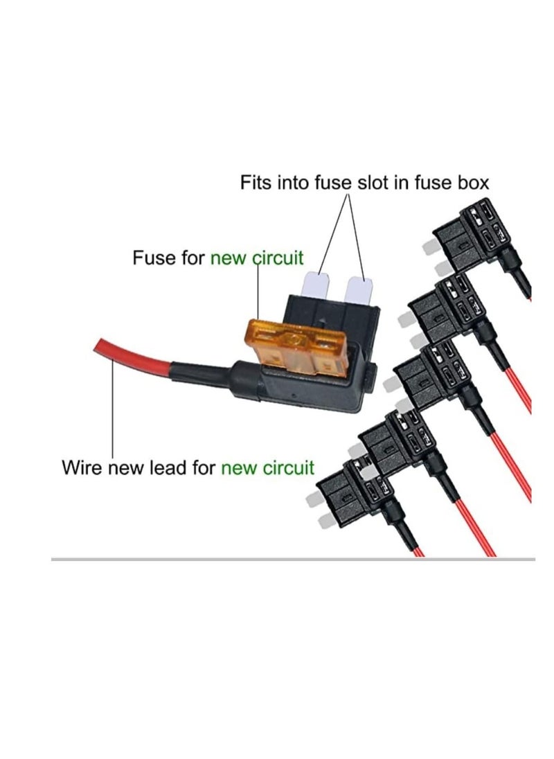 erorex - Fuse Taps Set, AGREON 4 Types 12V Add-a-Circuit Adapter and Fuse Kit and Fuse Kit Fuse Holder Mini Low Profile Tap Adapter for Cars Trucks Boats(12 Pack) - Image 1