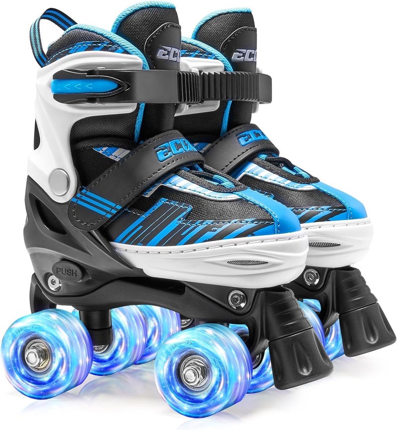 ECOO Adjustable Roller Skates for Kids with Light Up Wheels - Ages 4-12 - Image 1