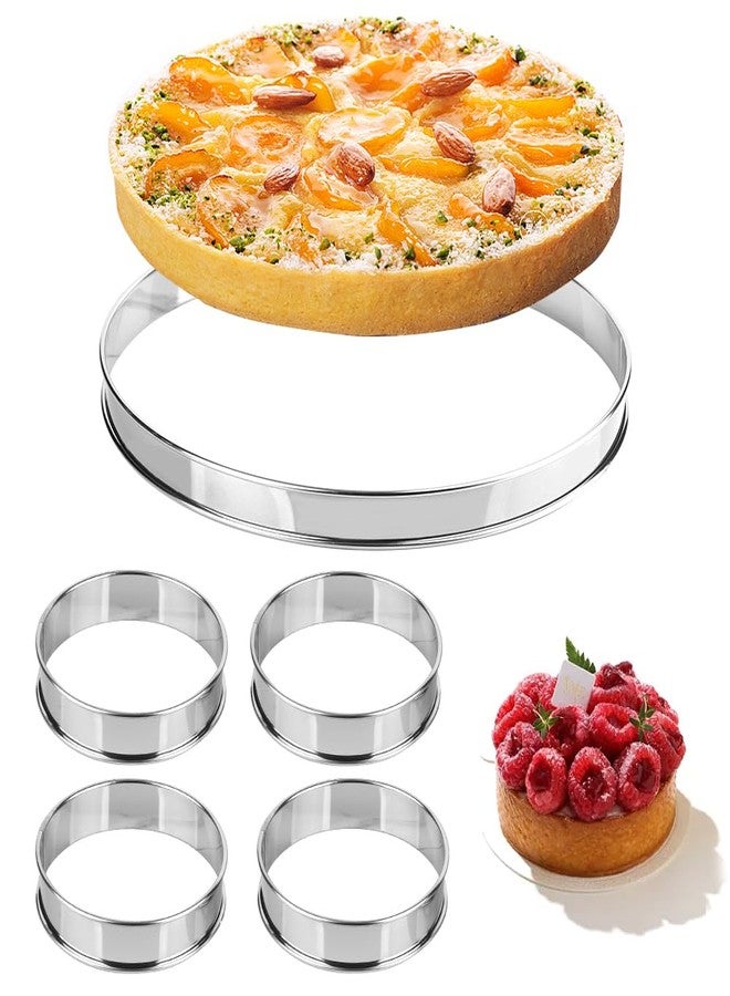 Guowall 5 Pcs English Muffin Rings set, Nonstick Metal Crumpet Rings Round Mold, Stainless Steel Double Rolled Tart Ring for Homemade Food Baking Tool - Image 1