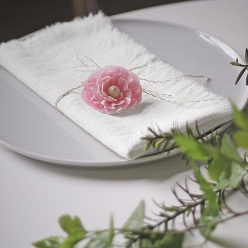 Ayuzawa Handmade Cloth Napkins 100% Cotton Napkins with Fringe，Delicate Handmade Cloth Napkins for Dinners, Parties, Weddings and More，18 x 18 Inch Set of 4 - White - Image 4