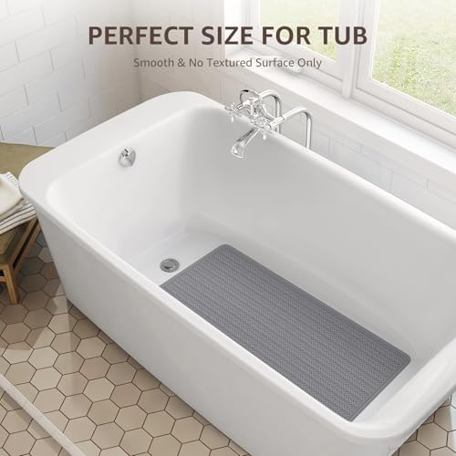 OTHWAY Bathtub Mat Non Slip, Extra Long Rubber Bath Mat for Tub, Machine Washable Shower Anti Slip Mat with 332 Strong Suction Cups (Grey, 36" x 17") - Image 5
