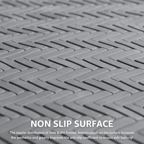 OTHWAY Bathtub Mat Non Slip, Extra Long Rubber Bath Mat for Tub, Machine Washable Shower Anti Slip Mat with 332 Strong Suction Cups (Grey, 36" x 17") - Image 3
