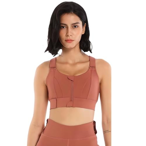 Luella Sports Bra for Women with Front Zip High Impact Longline Criss Cross Back Crop Top | Polyester Spandex Activewear for Gym, Yoga & Workout Red - Image 1