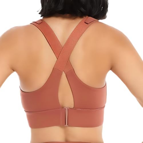 Luella Sports Bra for Women with Front Zip High Impact Longline Criss Cross Back Crop Top | Polyester Spandex Activewear for Gym, Yoga & Workout Red - Image 4