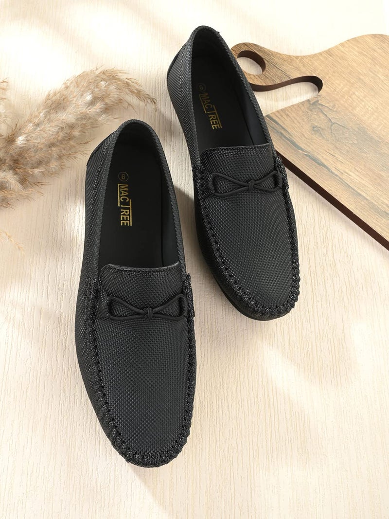 MACTREE Black Synthetic Leather Loafers for Men - 6 UK - Image 3
