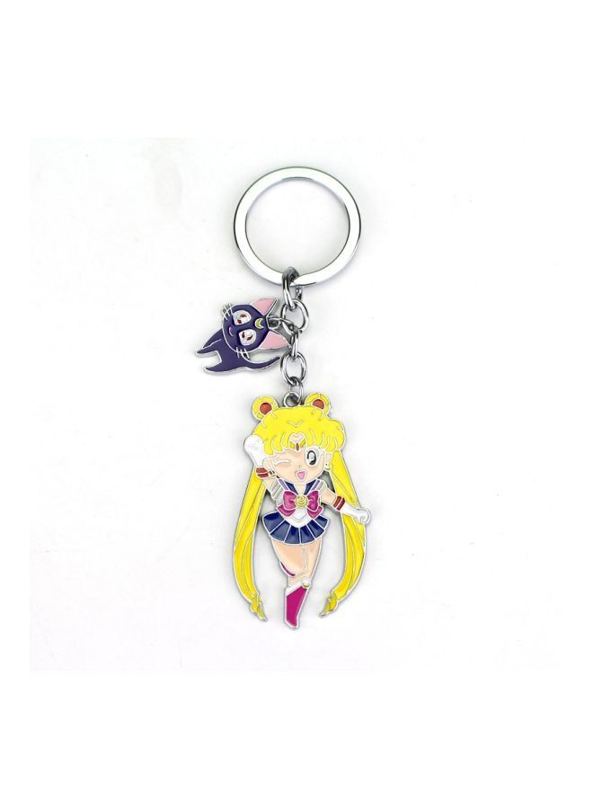 Sailor Moon Themed Key Chain Ring Yellow/Beige/Blue