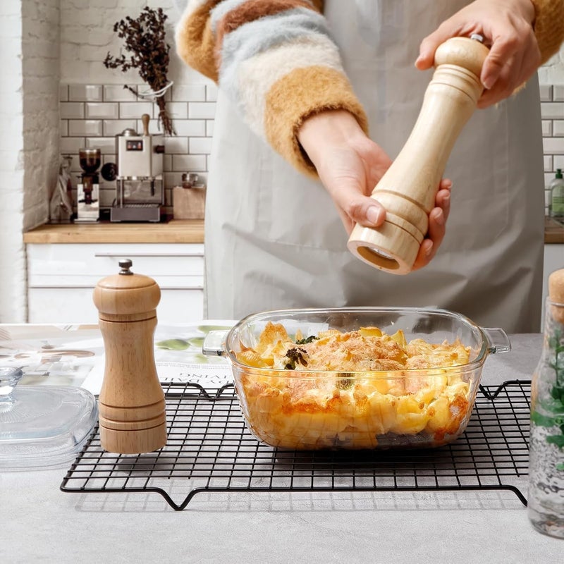 BINZO Glass Square Casserole, 1500 ml, 1.5 Litre, Big Large Size Dish with Glass Lid, Pack of 1, Microwave Oven Safe, Serving Casseroles for Sabzi - Image 3