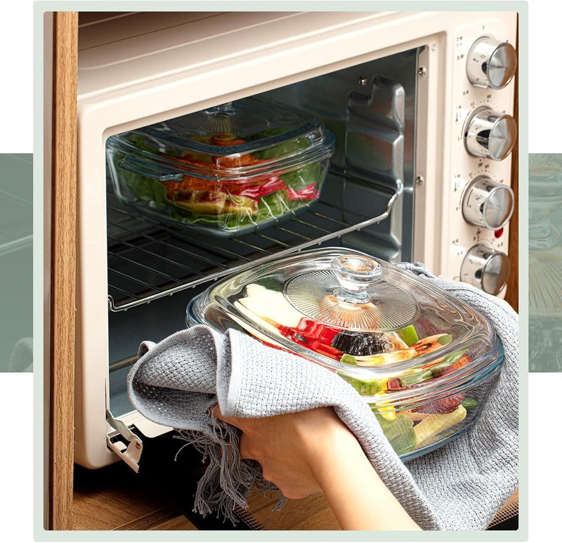 BINZO Glass Square Casserole, 1500 ml, 1.5 Litre, Big Large Size Dish with Glass Lid, Pack of 1, Microwave Oven Safe, Serving Casseroles for Sabzi - Image 5