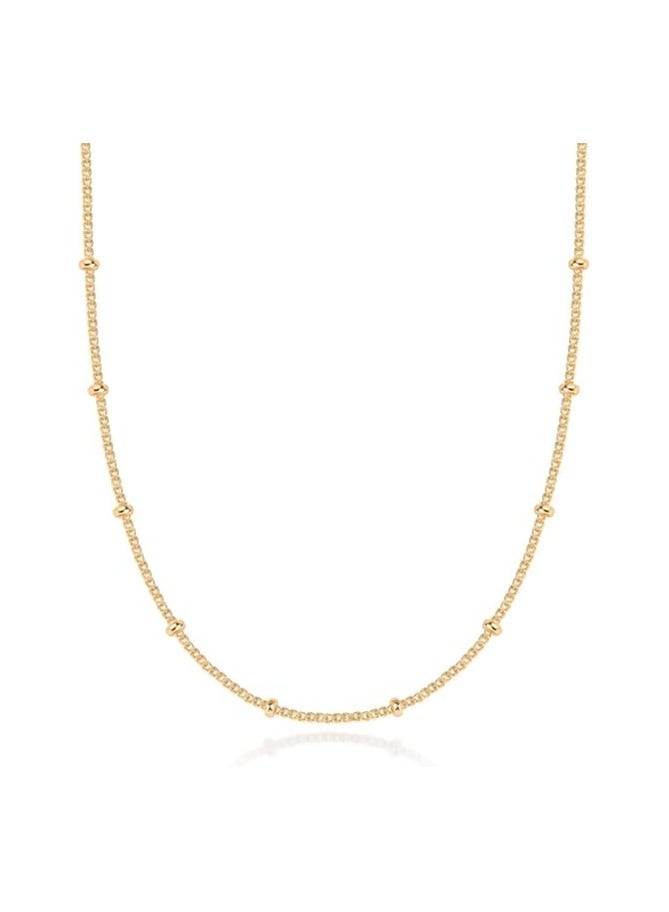 PAVOI 14K Gold Plated Curb Paperclip Box Sphere Bead Snake Herringbone and Figaro Chain Adjustable Necklace - Image 1