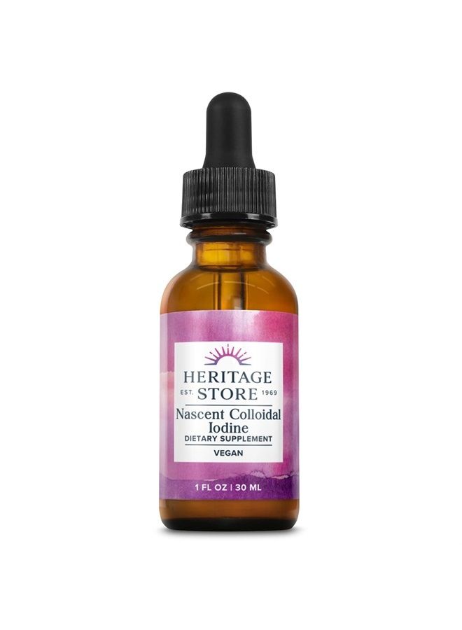 Heritage Store قطرات اليود الغرواني الناشئ من هيريتاج ستور 246 ميكروغرام، مكمل سائل لليود لدعم الغدة الدرقية الصحية،* مع اليود الناشئ من الطحالب الأطلسية، متاح حيوياً، نباتي، تقريباً 480 حصة، 1 أونصة - Image 1