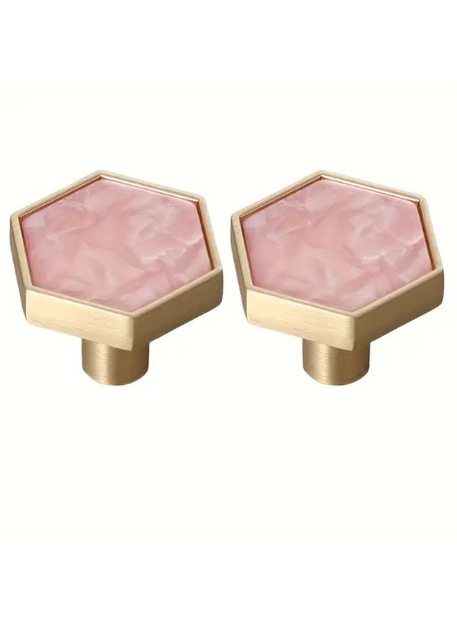 Modern Hexagonal Drawer Pulls Matte Golden Finish 3pcs Heavy Duty Kitchen Cabinet Knobs - Image 2