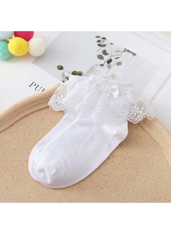 جوارب قطنية للبنات الصغيرات مزينة بالدانتيل على شكل أميرة للفستان (1-9 سنوات) - Image 3