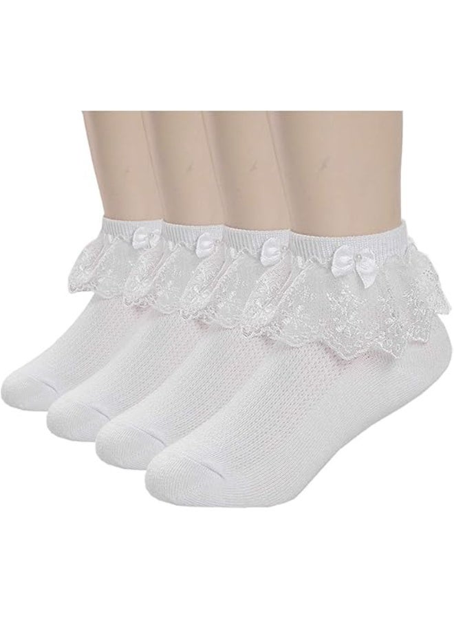 جوارب قطنية للبنات الصغيرات مزينة بالدانتيل على شكل أميرة للفستان (1-9 سنوات) - Image 1