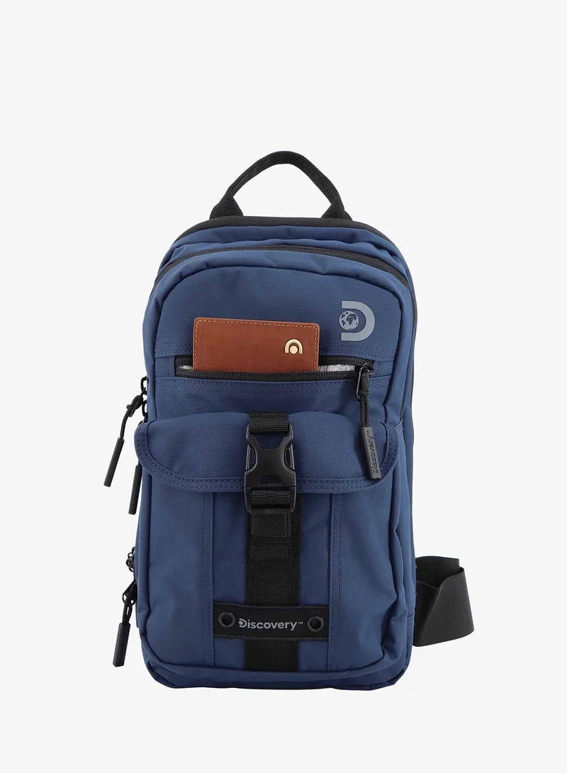 Discovery Navy Discovery SHIELD RPET Polyester Sling Cross Bag Blue, Durable Lightweight Tablet Protective Outdoor Business College Casual Cross Body Bag With Multi Compartment, RFID Pocket  | Best Price UAE