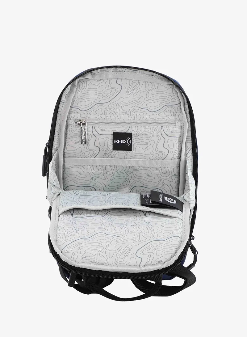 Discovery Navy Discovery SHIELD RPET Polyester Sling Cross Bag Blue, Durable Lightweight Tablet Protective Outdoor Business College Casual Cross Body Bag With Multi Compartment, RFID Pocket  | Best Price UAE