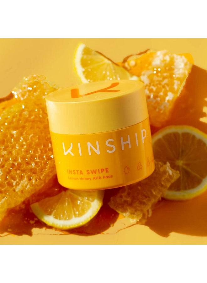 Kinship Kinship Insta Swipe AHA Exfoliating Pads - Lemon Honey Glycolic Acid Face Exfoliant - Brighten, Smooth + Clear Clogged Pores - Resurfacing Treatment Facial Wipes - Tone Blemish Prone Skin (45 Count)  - Image 4
