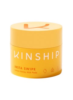 Kinship Insta Swipe AHA Exfoliating Pads - Lemon Honey Glycolic Acid Face Exfoliant - Brighten, Smooth + Clear Clogged Pores - Resurfacing Treatment Facial Wipes - Tone Blemish Prone Skin (45 Count)