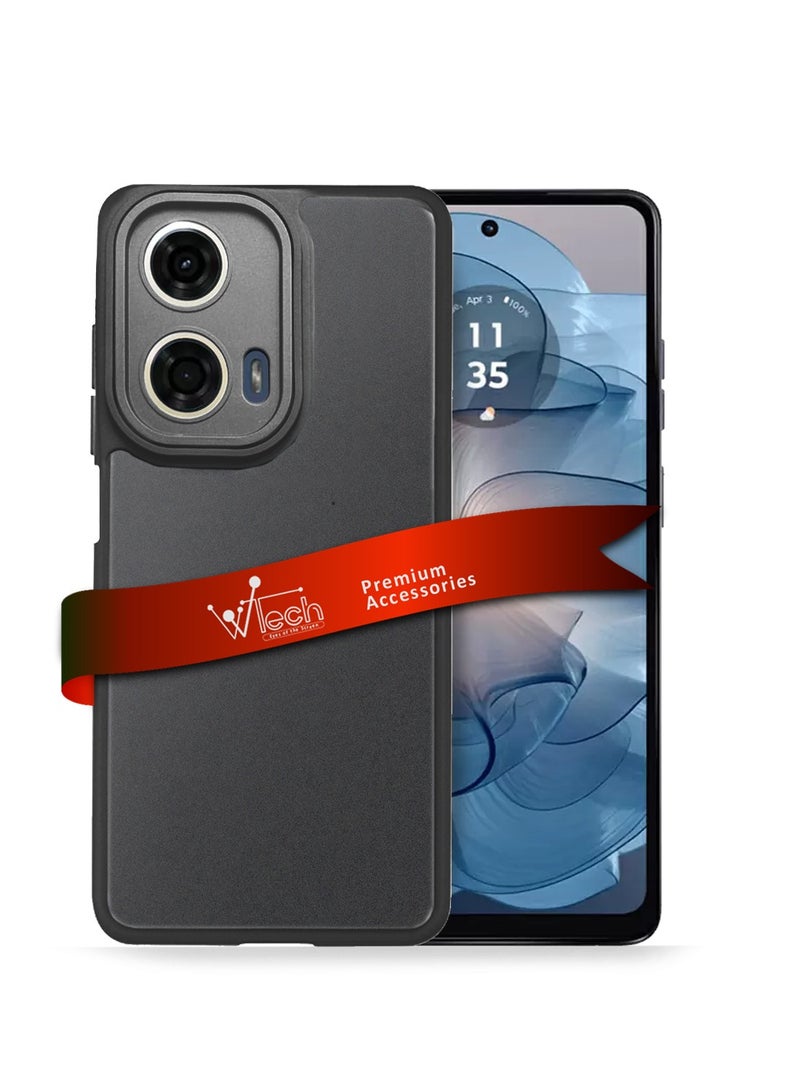 دبليو تيك جراب Motorola Moto G24 Power 4G 2024 من السيليكون الهجين مع غطاء خلفي شفاف واقٍ للعدسة باللون الأسود - Image 1