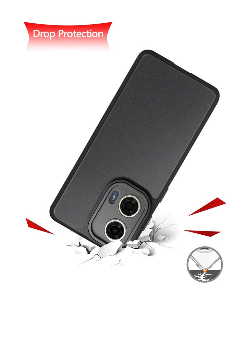 دبليو تيك جراب Motorola Moto G24 Power 4G 2024 من السيليكون الهجين مع غطاء خلفي شفاف واقٍ للعدسة باللون الأسود - Image 2