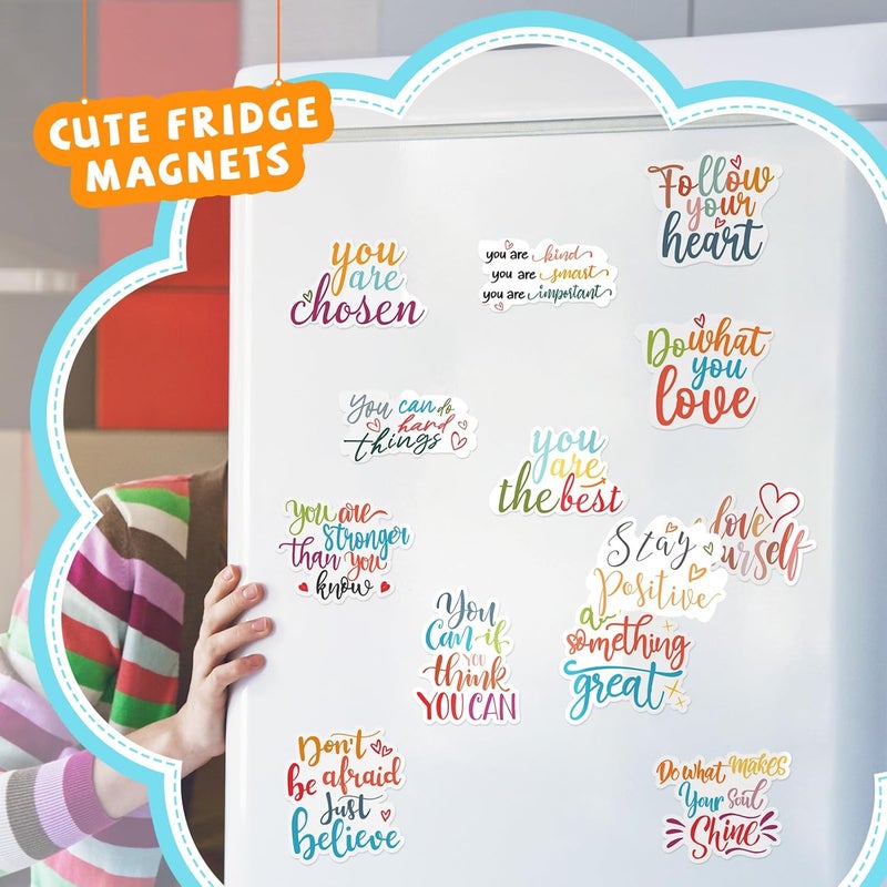 Sinmoe 36 Pieces Inspirational Fridge Magnets Locker Magnets for Girls Cute Motivational Quotes Refrigerator Decorations for Classroom Whiteboard School Car Office Accessories 36 Styles - Image 3
